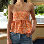 Flower Tie Open-Back Cropped Top