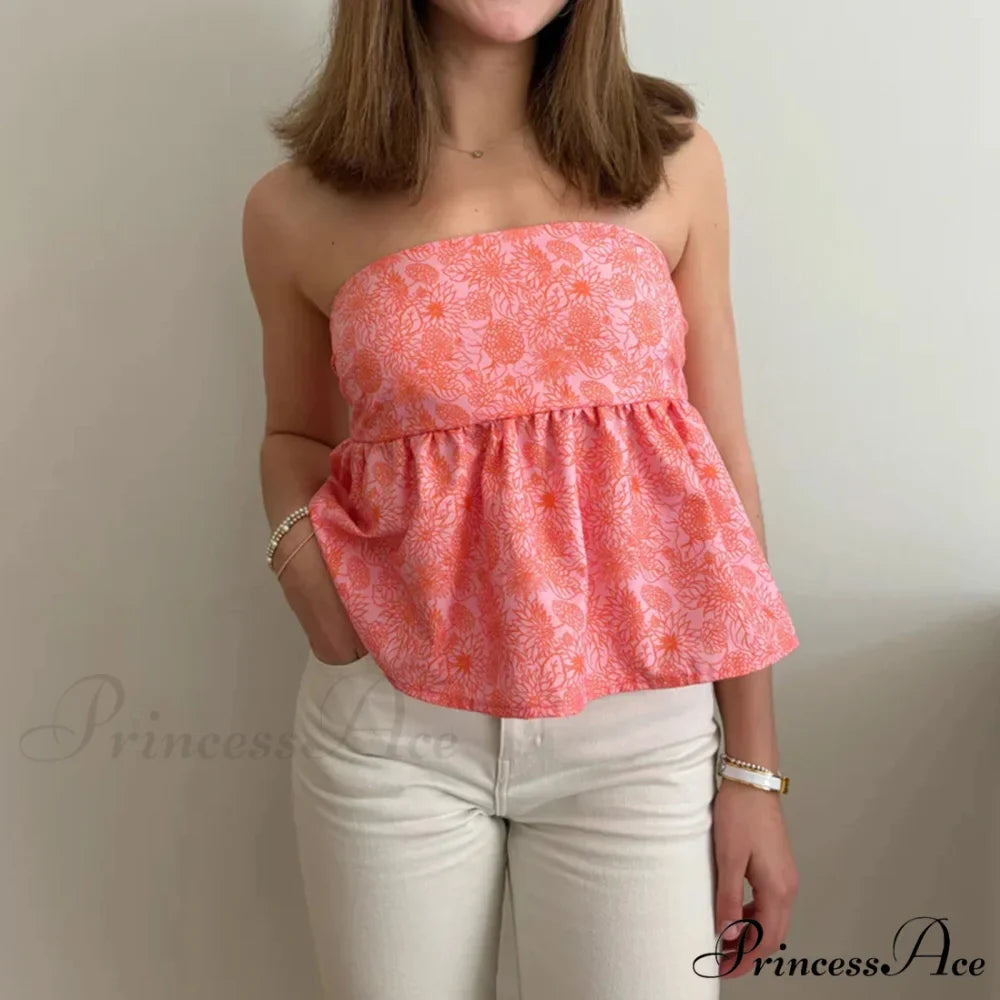 Flower Tie Open-Back Cropped Top