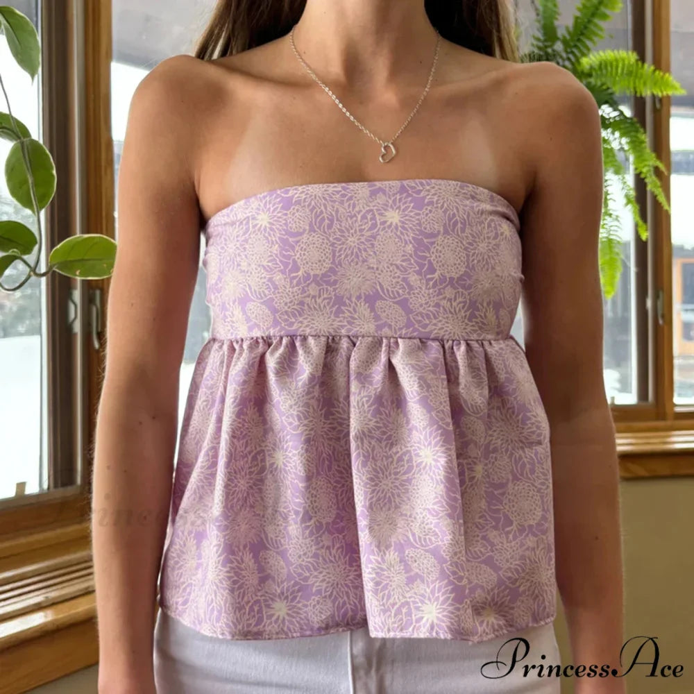 Flower Tie Open-Back Cropped Top