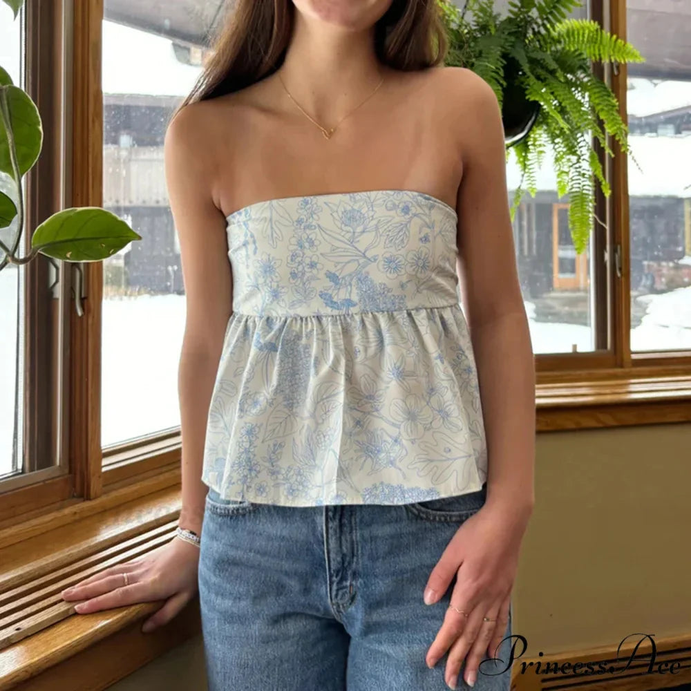 Flower Tie Open-Back Cropped Top