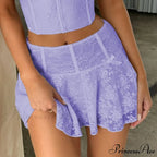 Flower Transparent Frills Short Skirt