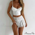 Flower Transparent Frills Short Skirt