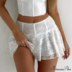 Flower Transparent Frills Short Skirt