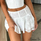 Flower Transparent Frills Short Skirt