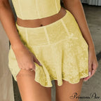 Flower Transparent Frills Short Skirt