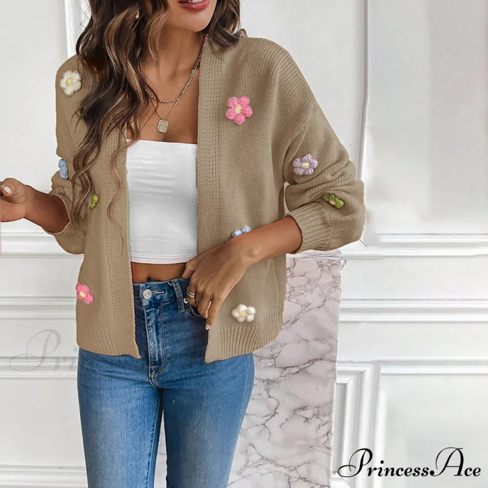 Flowered Knitted Cardigan