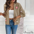 Flowered Knitted Cardigan