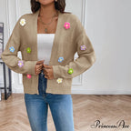 Flowered Knitted Cardigan