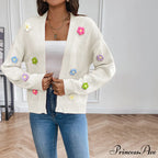 Flowered Knitted Cardigan