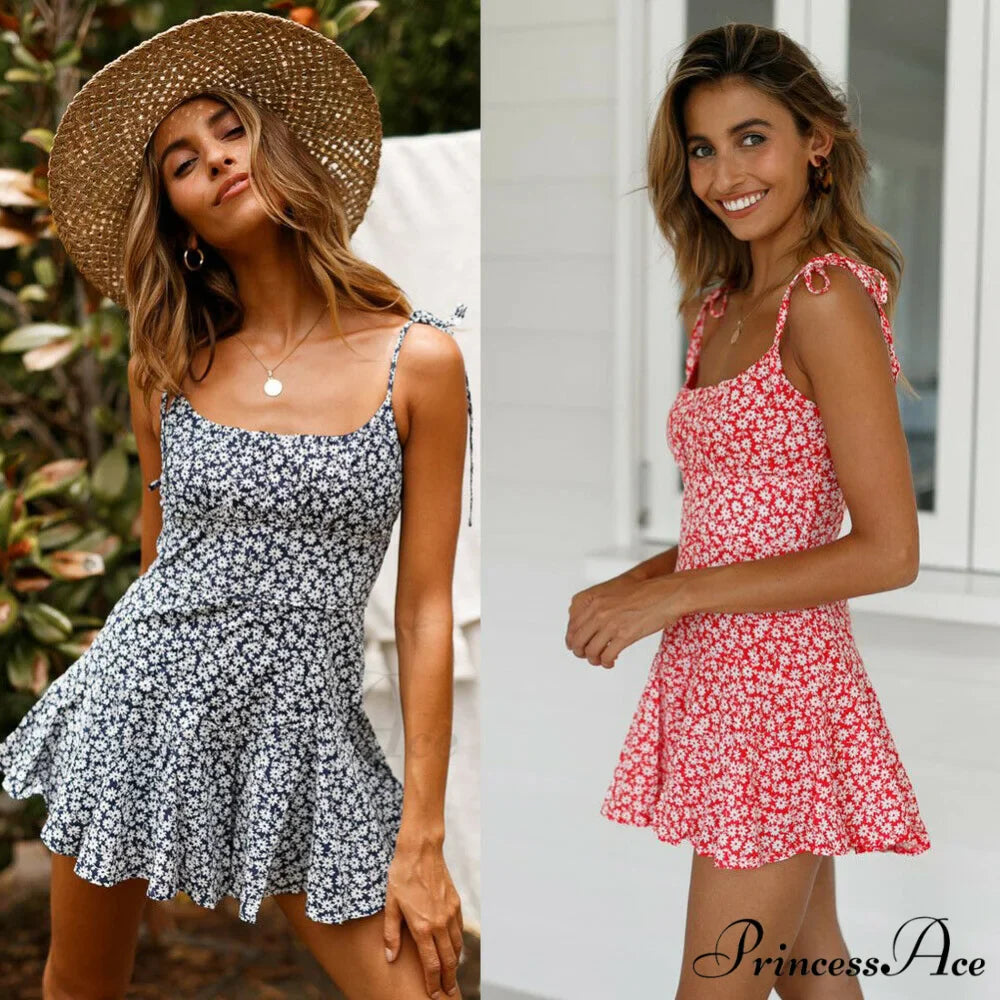 Flowers Print Vintage Bohemian Dresses