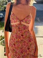 Flowers Spaghetti Straps Maxi Dress