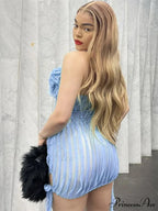 Flowery Transparent Frilled Mini Dress