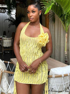 Flowery Transparent Frilled Mini Dress