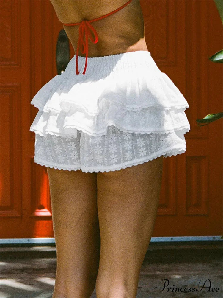 Flowing Flower Pattern Tiered Skirt