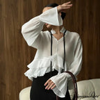 Flowing Ivory Frilled Top