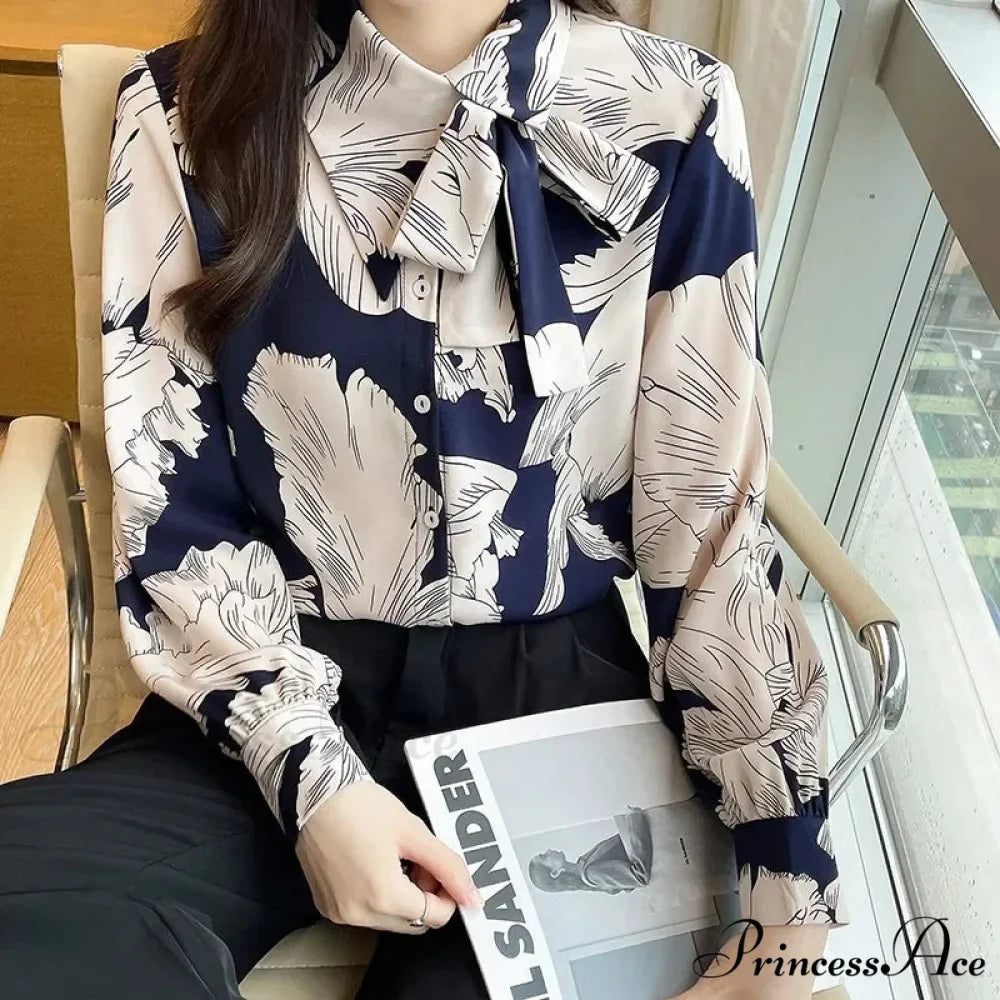Flowy Blossom Button Up Long Sleeve Blouse