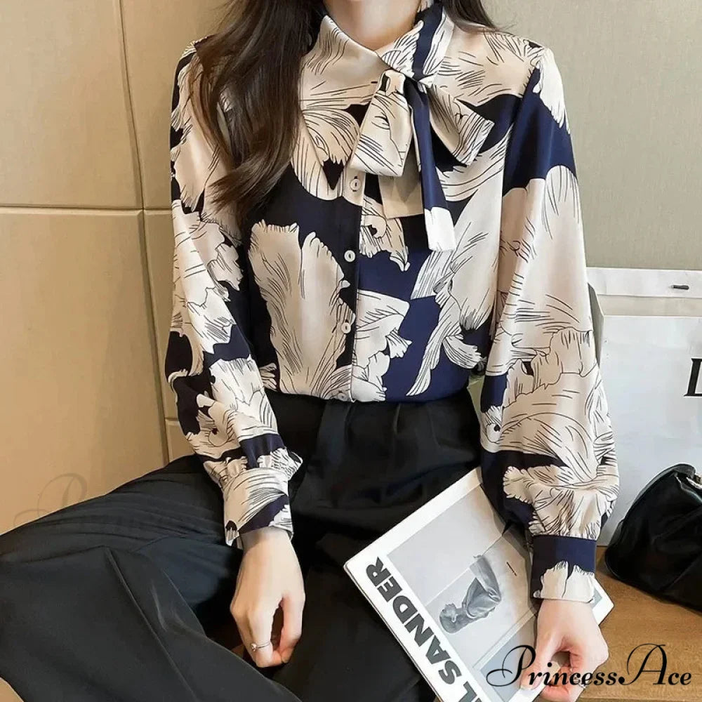 Flowy Blossom Button Up Long Sleeve Blouse