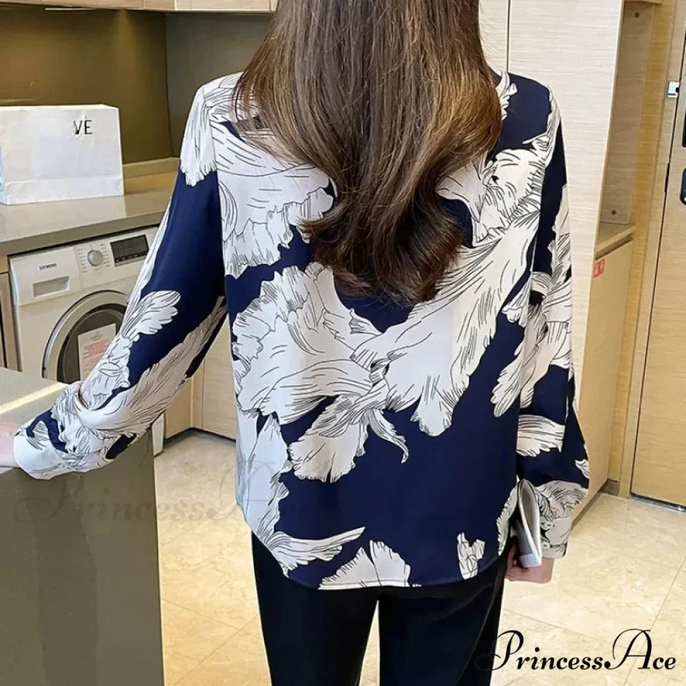 Flowy Blossom Button Up Long Sleeve Blouse