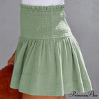 Flowy Casual Cotton Elastic Waisted Pleated Ruffle Cute Short
