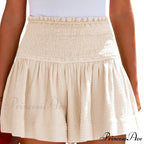 Flowy Casual Cotton Elastic Waisted Pleated Ruffle Cute Short