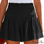 Flowy Casual Cotton Elastic Waisted Pleated Ruffle Cute Short