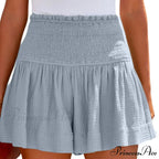 Flowy Casual Cotton Elastic Waisted Pleated Ruffle Cute Short