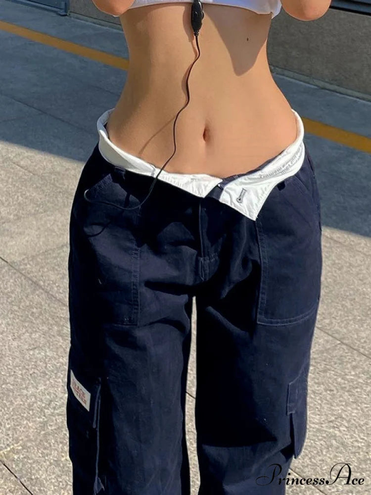 Fold Over Buckle Trendy Belt Denim Mini Skirt