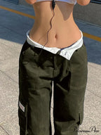 Fold Over Buckle Trendy Belt Denim Mini Skirt