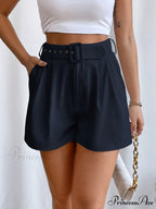 Fold Pleated Belted Wide Leg Shorts