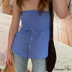 Folded Bandeau Shirt Crop Top