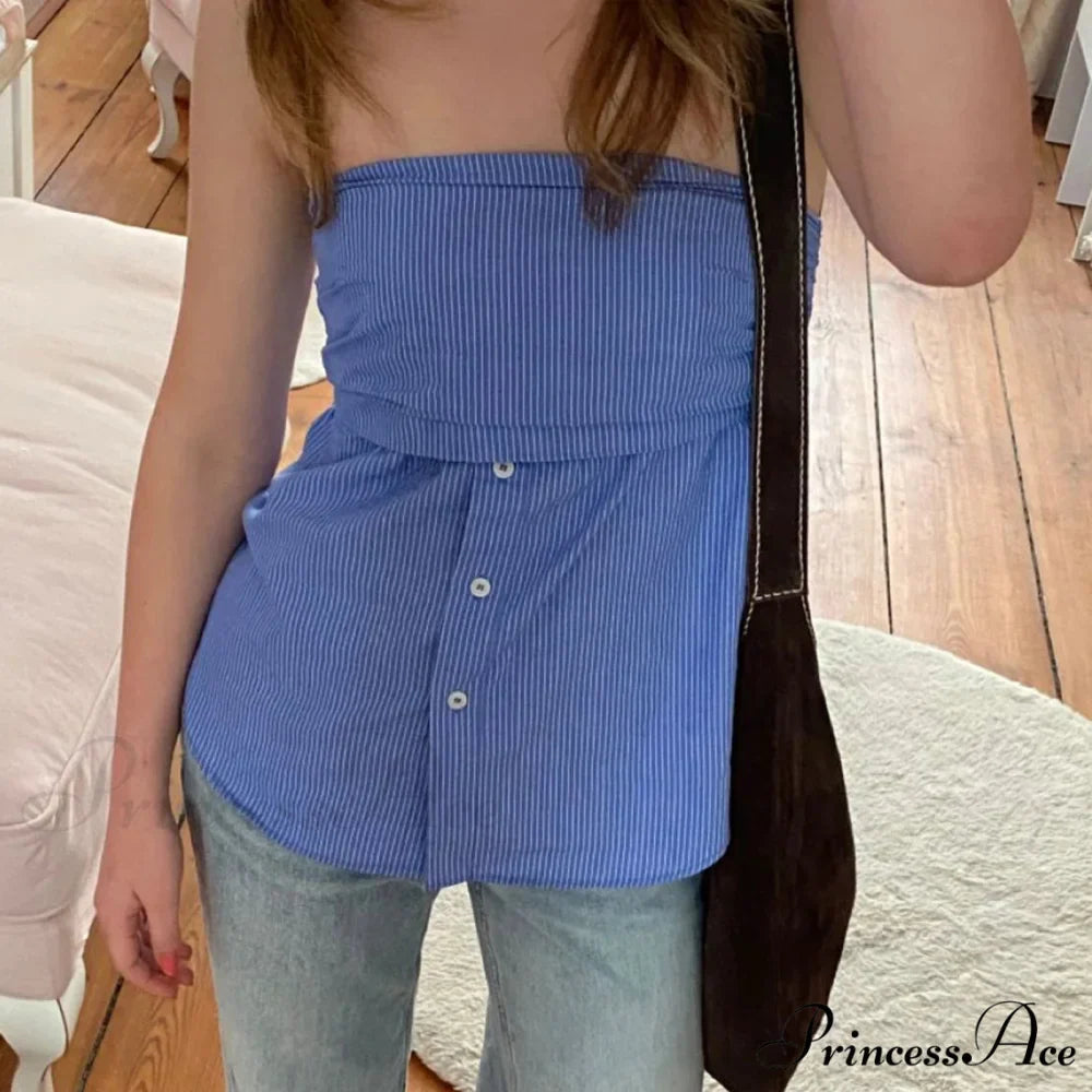 Folded Bandeau Shirt Crop Top