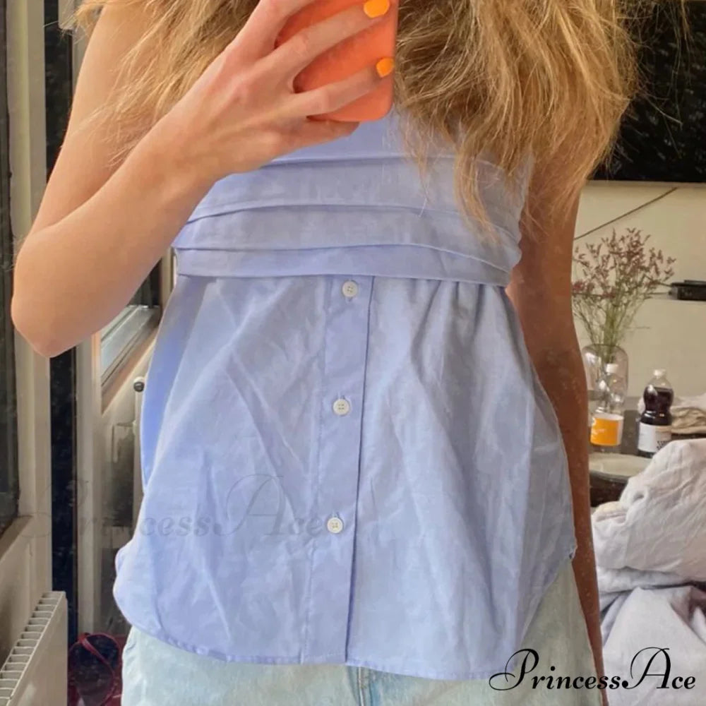 Folded Bandeau Shirt Crop Top