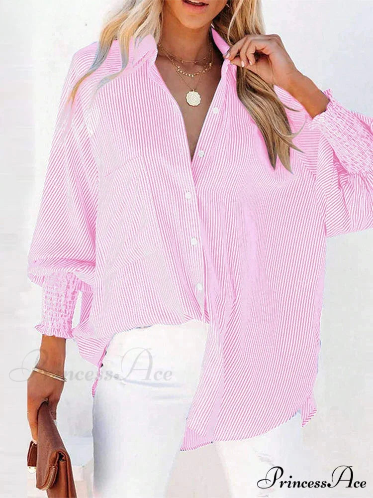 Folded Collar Neck Lantern Sleeve Blouse