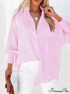 Folded Collar Neck Lantern Sleeve Blouse