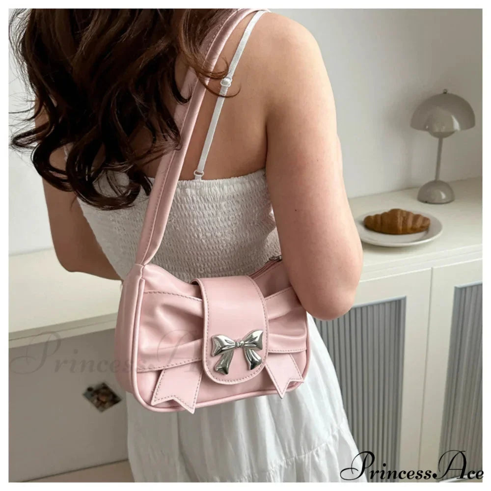 Folded Korean Bow Shoulder Bag for Women
