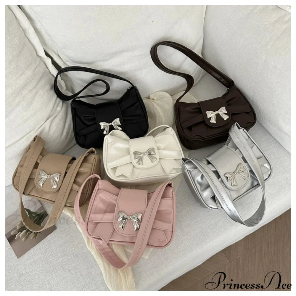 Folded Korean Bow Shoulder Bag for Women
