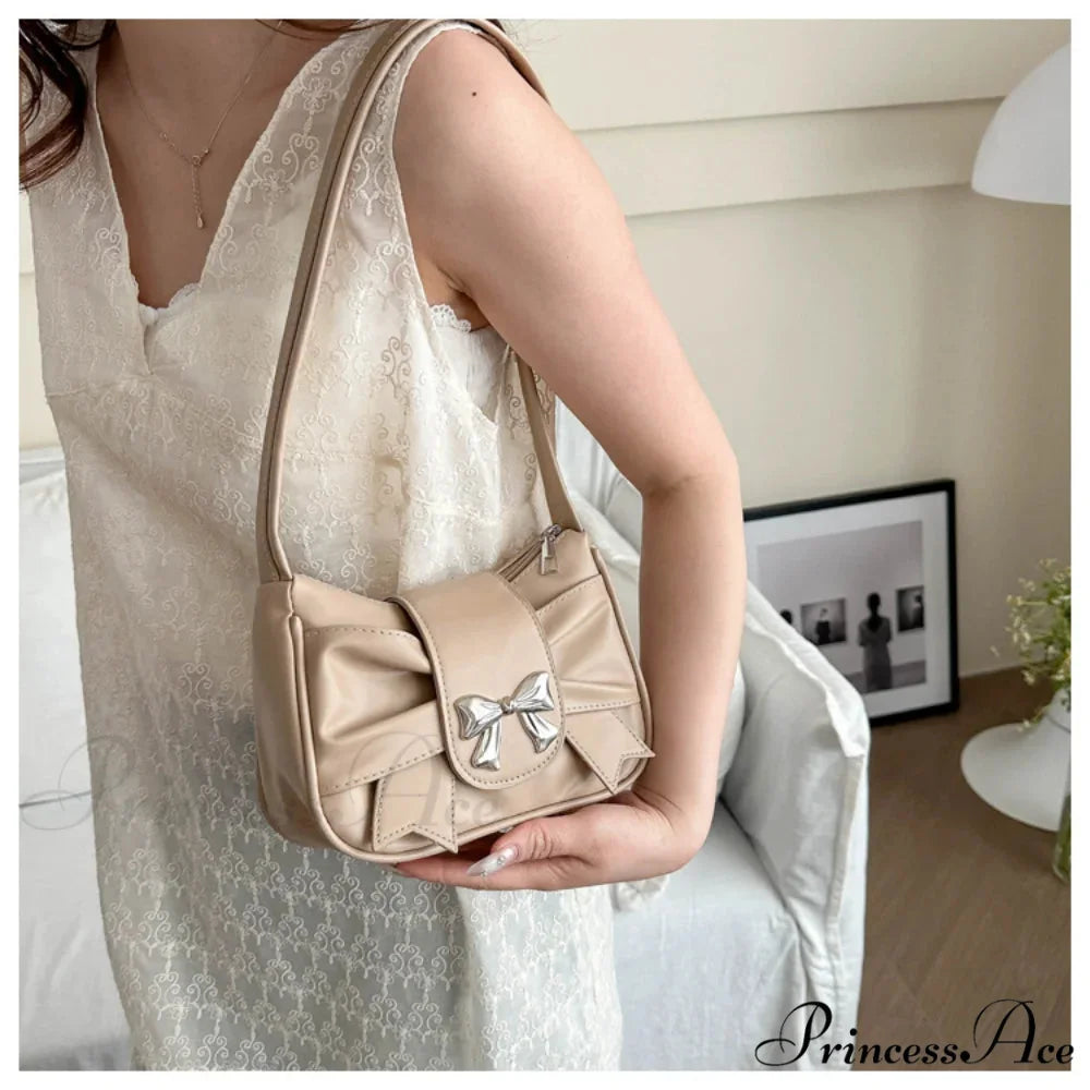 Folded Korean Bow Shoulder Bag for Women