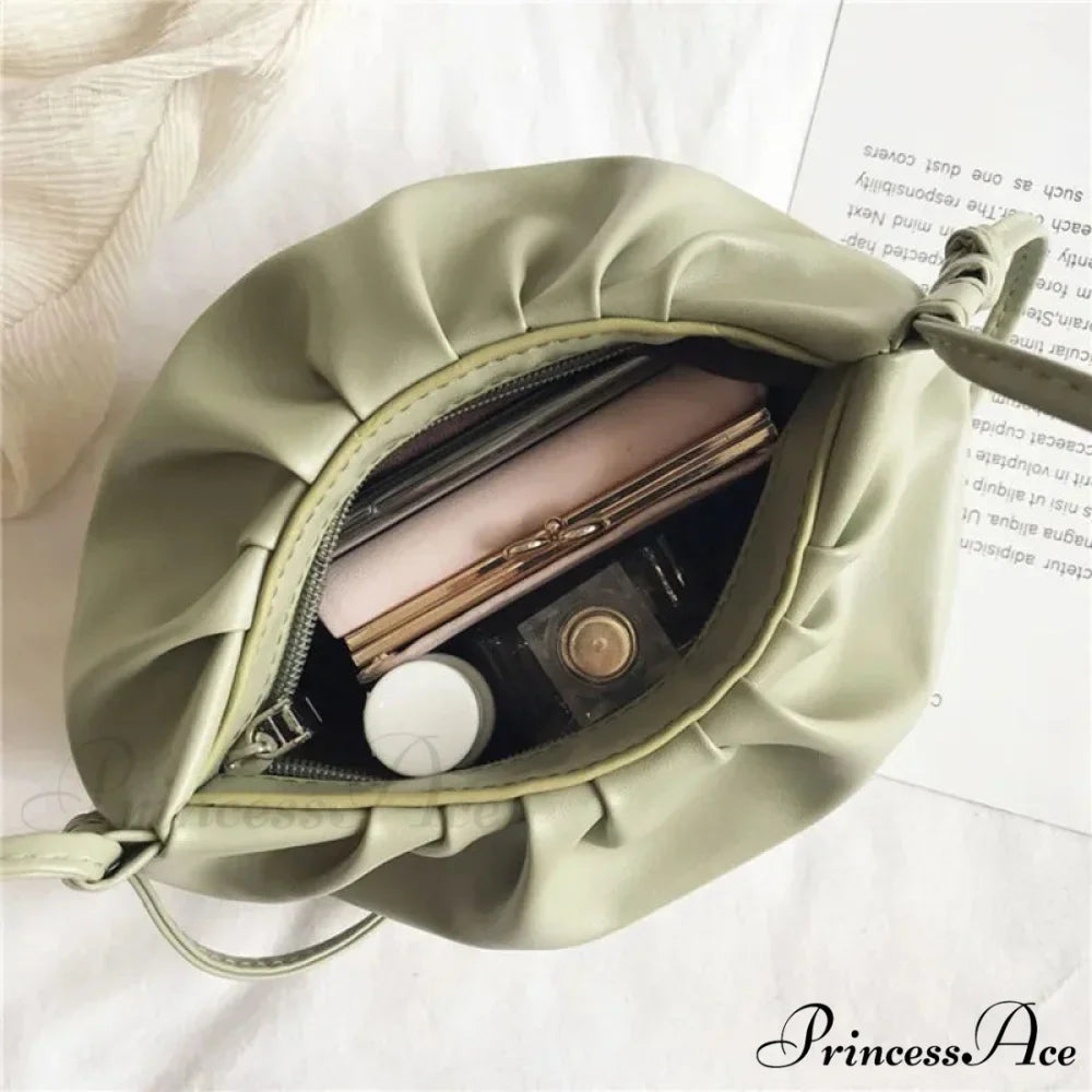 Folded Small Zipper Cloud Crossbody Bag