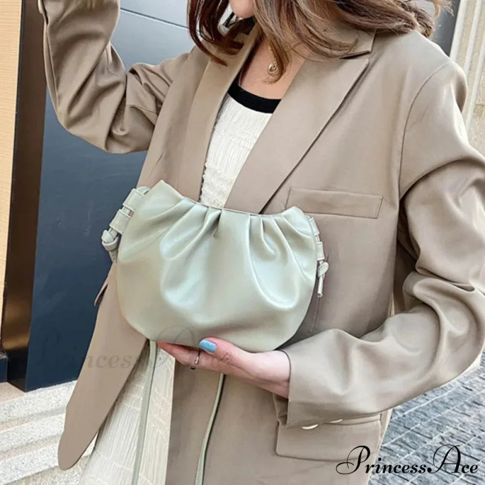 Folded Small Zipper Cloud Crossbody Bag