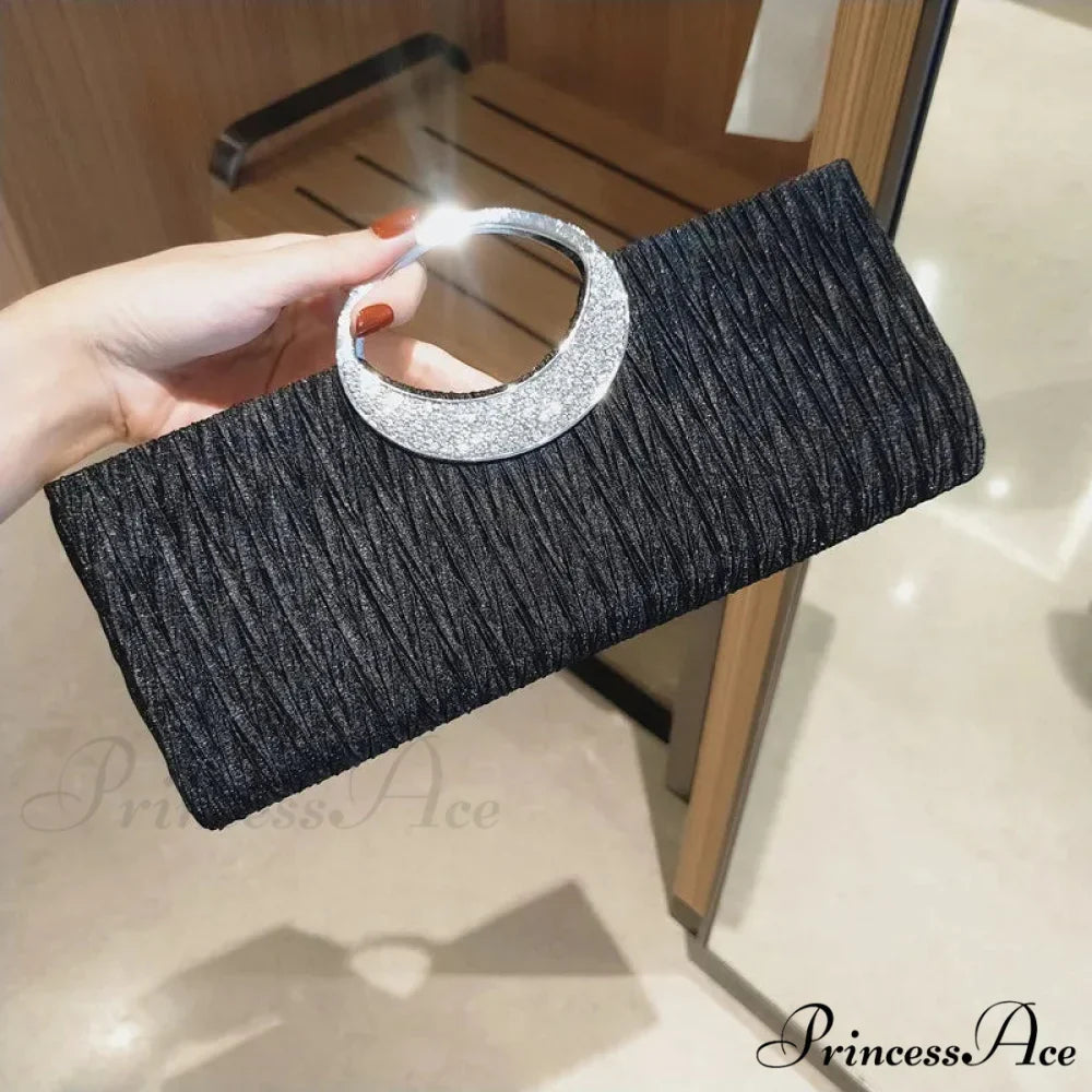 Folded Sparkling Chain Clutch Purse Evening Bag