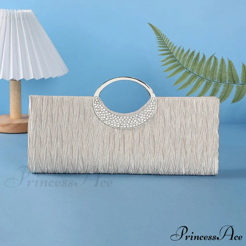 Folded Sparkling Chain Clutch Purse Evening Bag