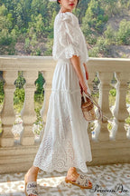 Folded White Lace with Skirt Embroidery