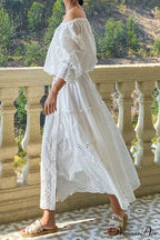 Folded White Lace with Skirt Embroidery