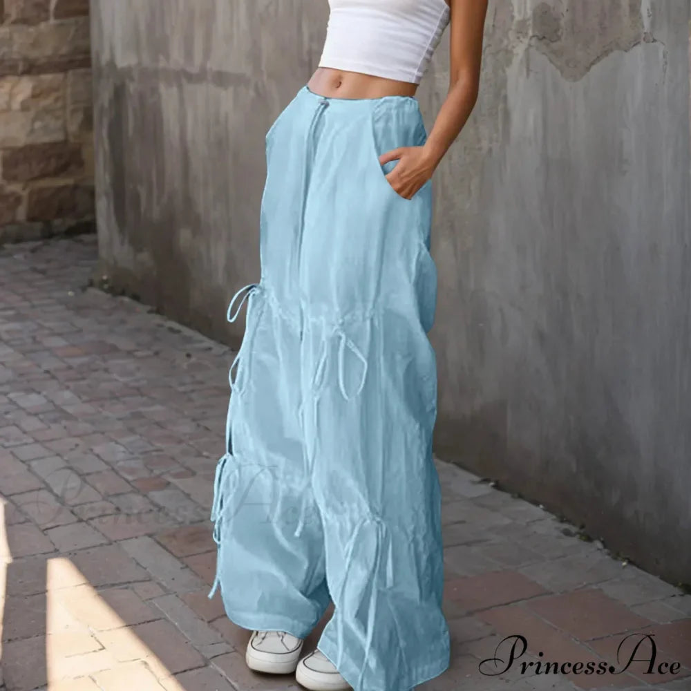 Folded Wide Leg Athletic Bow Tie Trousers