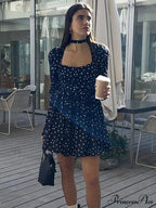 Folds Print 2024 Summer Casual Long Sleeve France Retro Femme Street Elegant Female Floral Dress