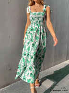 for Flowered Design Tiered Gown Smocked Women