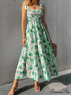 for Flowered Design Tiered Gown Smocked Women