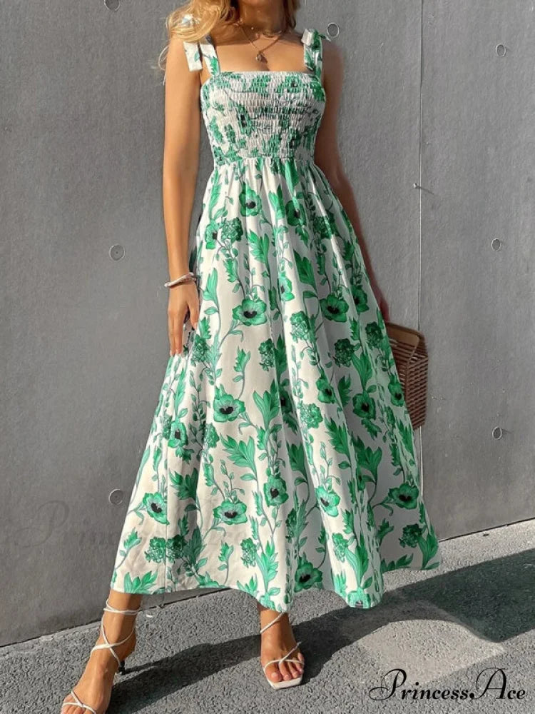 for Flowered Design Tiered Gown Smocked Women