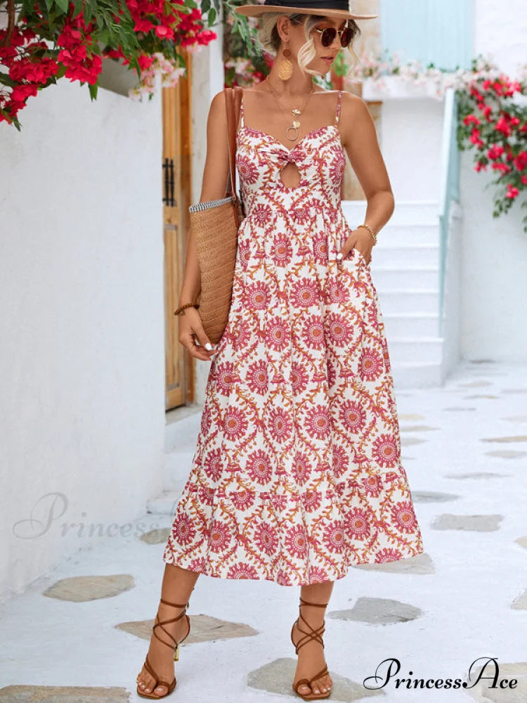 for Gown Midi Flowered Keyhole Women