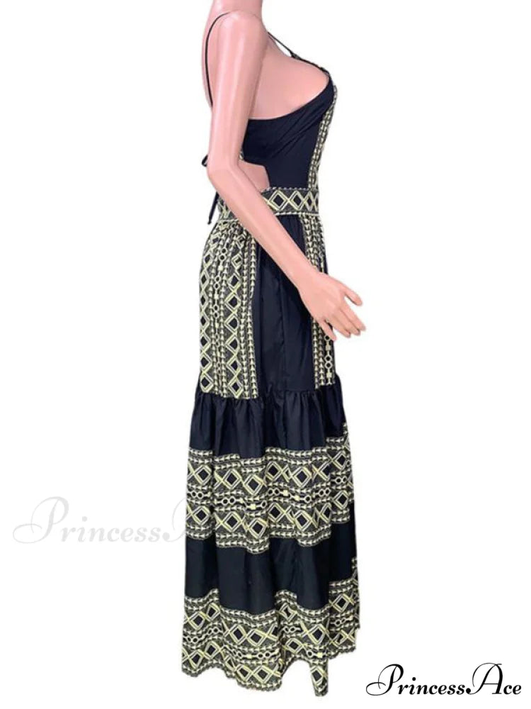 for Gown Patterned Tiered Full-Length Women